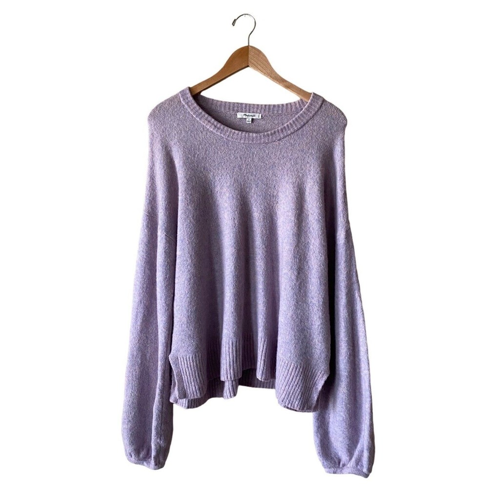 Madewell Wool Blend Peyton Pullover Sweater | Purple | Size Large